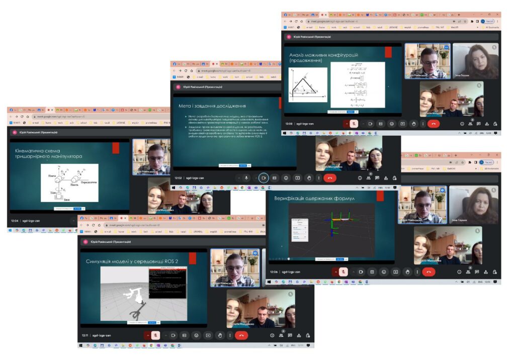 People in online conference and a lot of formulas on the presentation